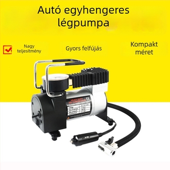 12V mini hordozható fém autó légpumpa egyhengeres kialakítással és multifunkcionális elektromos felfújással