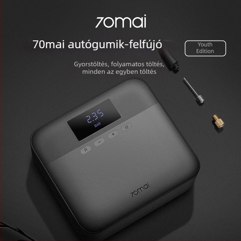 70mai hordozható autó gumiabroncs pumpa — Ifjúsági kiadás, előre beállított nyomás, elektromos, digitális kijelző, USB töltés
