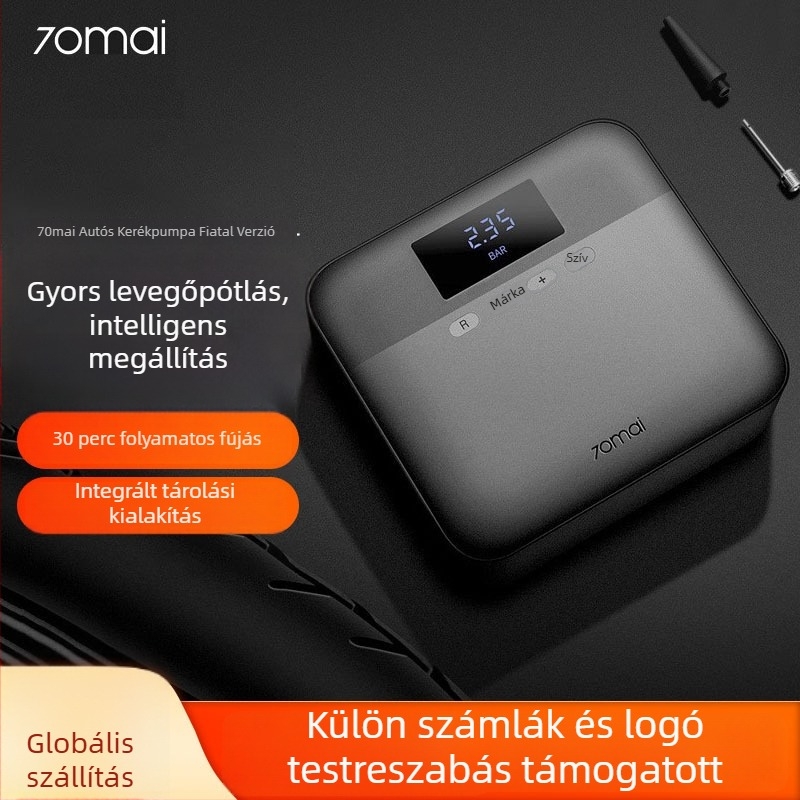 70Mai TP03 Autó gumiabroncs pumpa, Youth verzió, 12V, 120W, USB töltés, Digitális kijelző, 25 L/min