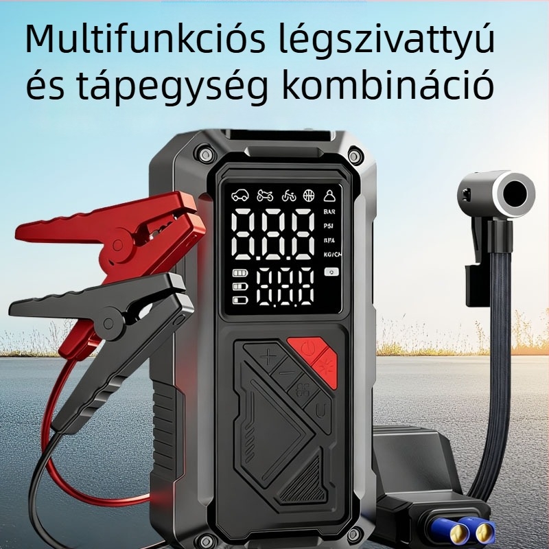Új autó gumiabroncs pumpa – hordozható 12V-s inflátor USB töltéssel és digitális kijelzővel