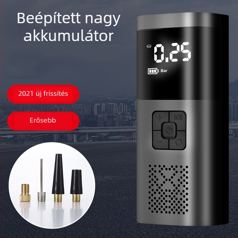 Hordozható autógumi töltőfújó, vezeték nélküli, intelligens digitális kijelzővel és nagy teljesítménnyel