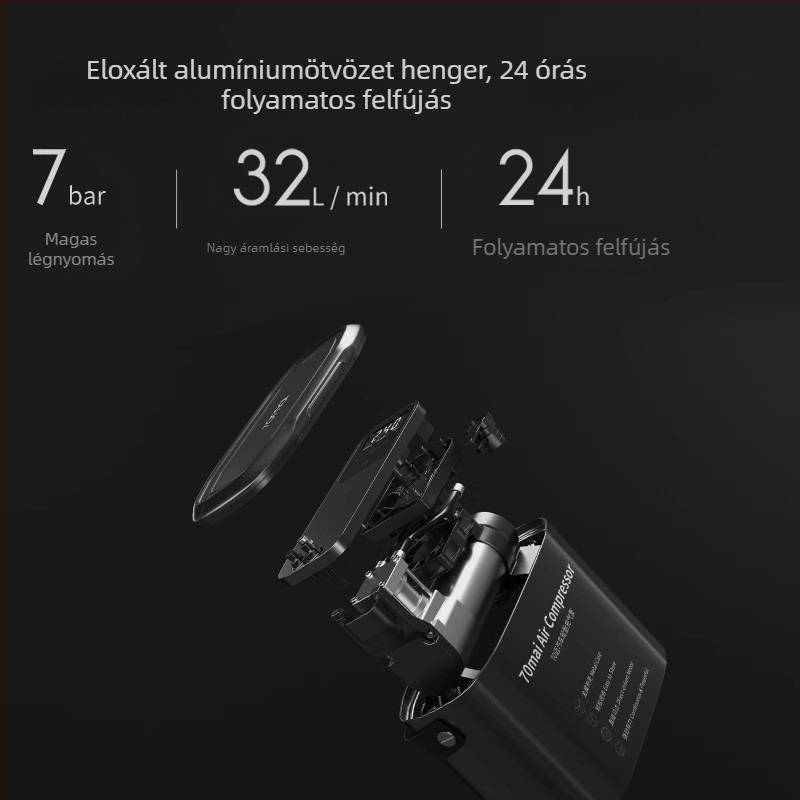 70Mai autógumi pumpa, 12V hordozható, nagy teljesítményű autó- és otthoni használatra