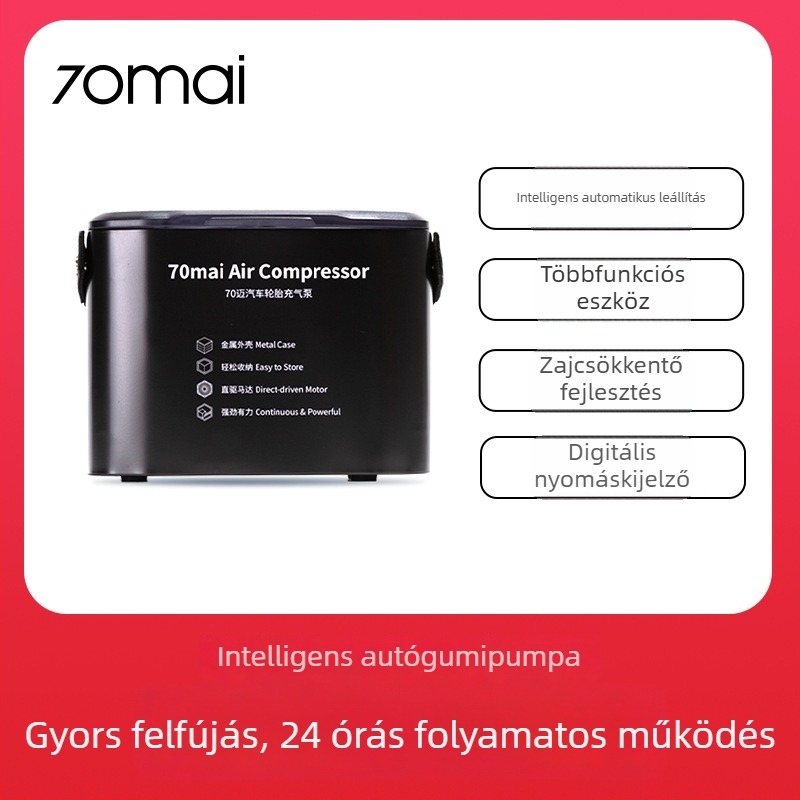 70Mai autógumi pumpa, 12V hordozható, nagy teljesítményű autó- és otthoni használatra