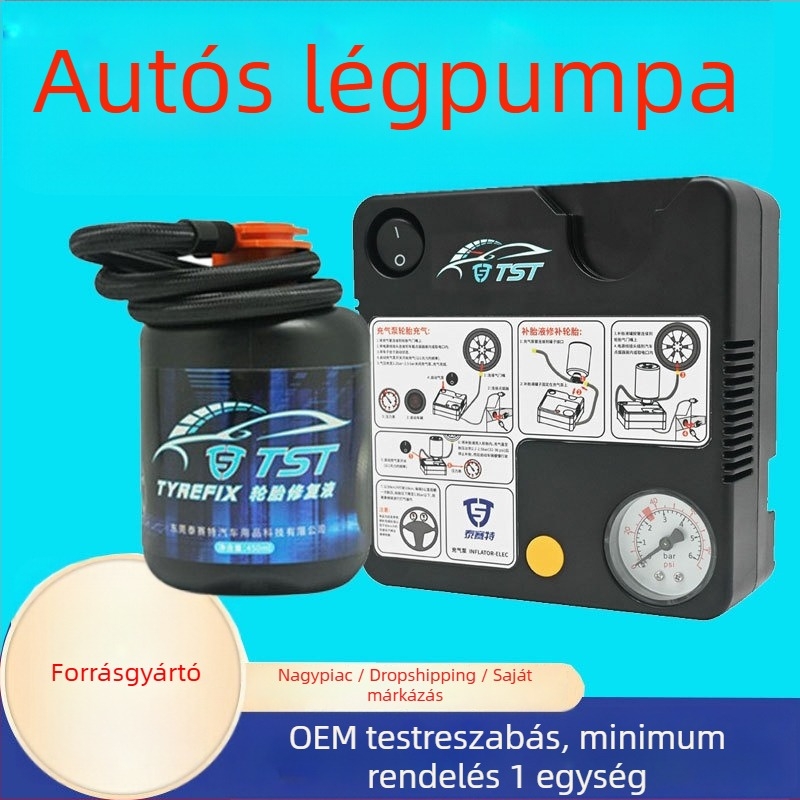 Taiset autó inflátor manométerrel, kábeles hordozható levegőpumpa, 12V, 120W, 35 L/min, 270 cm hosszú kábel