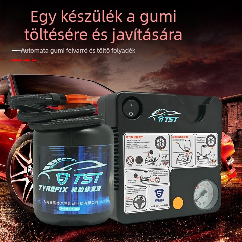 Taiset autó inflátor manométerrel, kábeles hordozható levegőpumpa, 12V, 120W, 35 L/min, 270 cm hosszú kábel