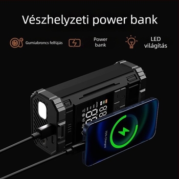 Hordozható vezeték nélküli autógumi-fújó, magasnyomású elektromos pumpa, gyorstöltés
