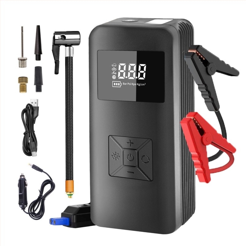 12V járműre szerelt felfúvó készülék világítással és lítium akkumulátorral — ABS, 120W, 30A, 2m tápkábel