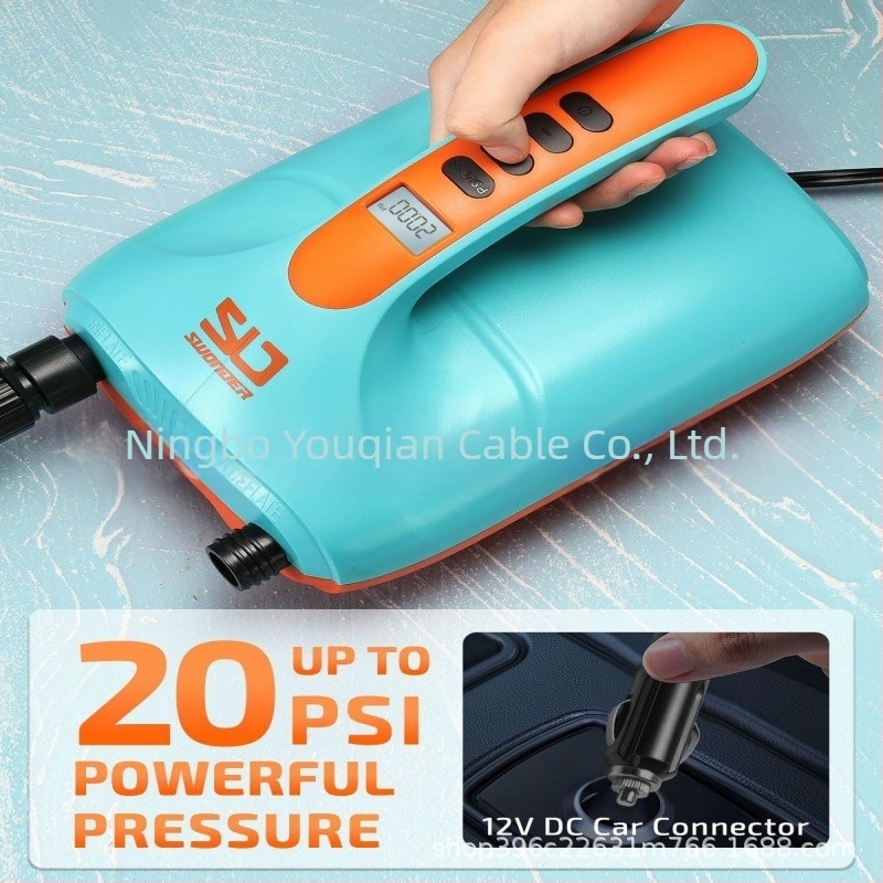 Járműre szerelt elektromos levegőpumpa – kettőshengeres, 12V, 90A, 280W, 70 L/min, gumicsónakok és SUP-hoz