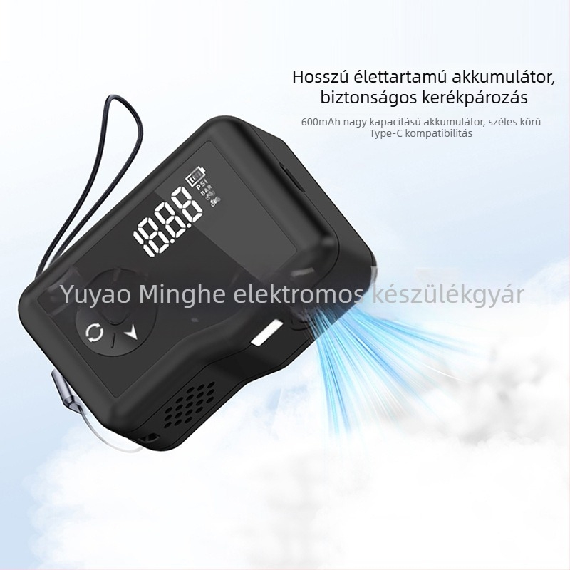 Szénkefe-mentes mini intelligens digitális kijelzős levegőpumpa autókhoz, motorkerékpárokhoz és kerékpárokhoz — 12V, újratölthető, 25 L/min, 160 g, USB töltés