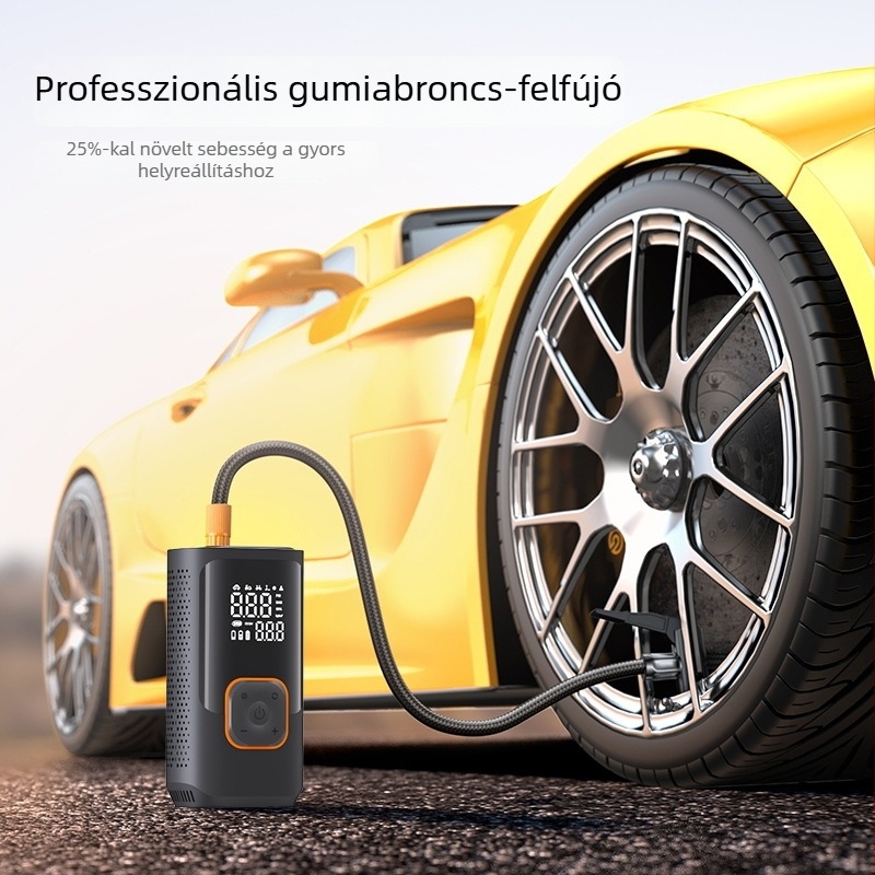 Hordozható USB autó légpumpa — vezeték nélküli, multifunkcionális, LED világítással és Power Bank