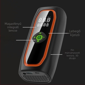 Hordozható intelligens vezeték nélküli gumiabroncs-fújó – autók és otthon – 12V, 120W, 180 psi, 40 L/min, lítium akkumulátor