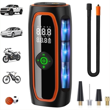 Hordozható intelligens vezeték nélküli gumiabroncs-fújó – autók és otthon – 12V, 120W, 180 psi, 40 L/min, lítium akkumulátor