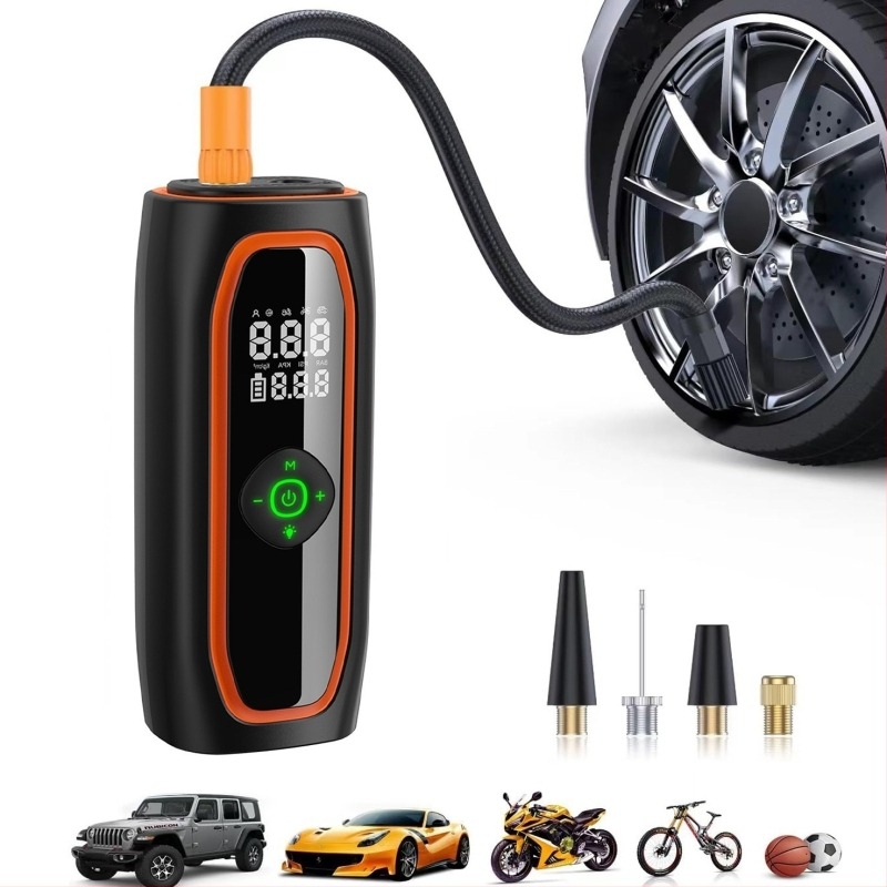 Hordozható intelligens vezeték nélküli gumiabroncs-fújó – autók és otthon – 12V, 120W, 180 psi, 40 L/min, lítium akkumulátor
