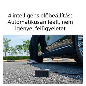 TP07 autógumi pumpa digitális kijelzővel, USB töltés, 12V, gyors felfújás