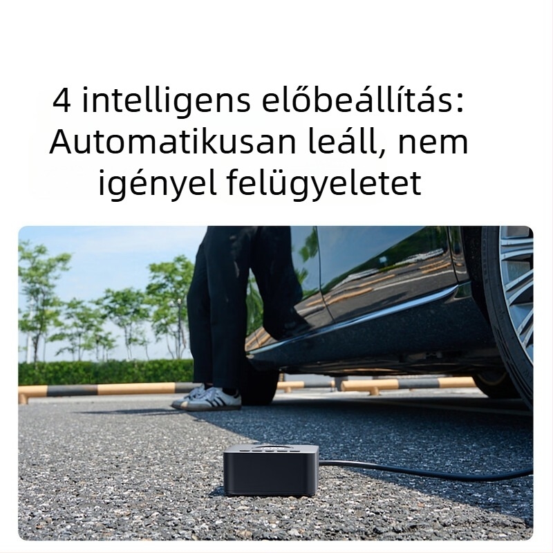TP07 autógumi pumpa digitális kijelzővel, USB töltés, 12V, gyors felfújás