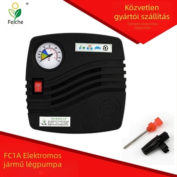 Hordozható autógumi pumpa, univerzális DC36-60V, guminyomásmérővel, 70 L/min, <80W, 1,6 m kábel