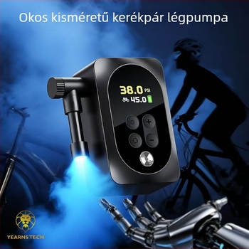 Hordozható elektromos kerékpár pumpa digitális kijelzővel, 12V lítium akkumulátor, 30 L/perc levegőáram, 80W alatt, több mint 20 perc működési idő