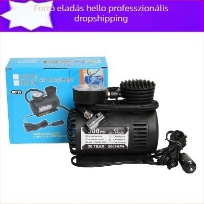 12V-os mini autógumi pumpa, hordozható elektromos légpumpa