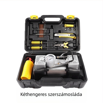 Hordozható autós keréknyomás-szivattyú, kettős hengeres, magas teljesítményű elektromos pumpa, 12V