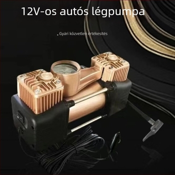 Autó gumiinflátor digitális kijelzővel, 220W, többhengeres, magas nyomás, figyelmeztető fény