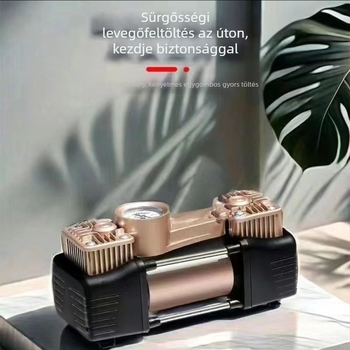 Autó gumiinflátor digitális kijelzővel, 220W, többhengeres, magas nyomás, figyelmeztető fény