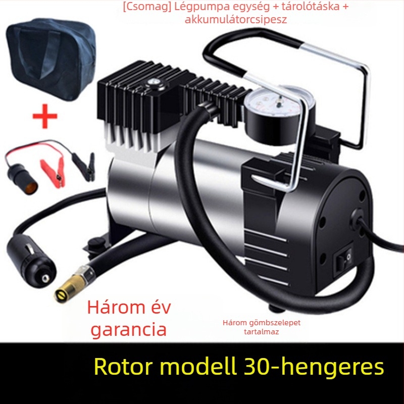 Nagy teljesítményű fém egyhengeres autó légpumpa, 12V