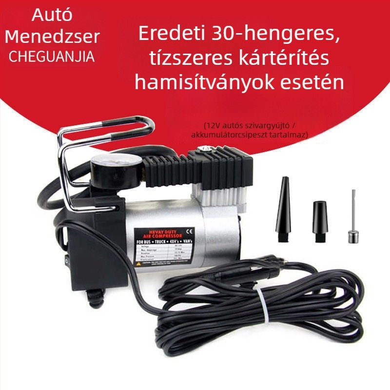 Nagy teljesítményű fém egyhengeres autó légpumpa, 12V