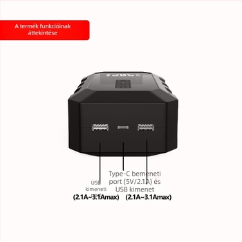 X8 Minden‑egyben autó vészindító és levegőpumpa digitális kijelzővel, 300 psi, több mint 70 L/perc, 5V