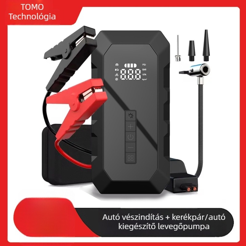 X8 Minden‑egyben autó vészindító és levegőpumpa digitális kijelzővel, 300 psi, több mint 70 L/perc, 5V