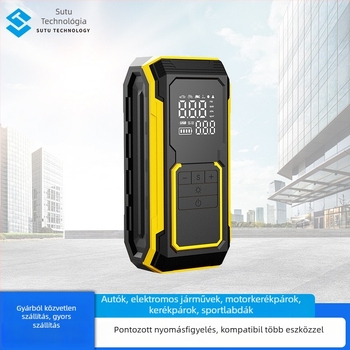 Hordozható autógumi inflátor digitális kijelzővel, kézi használatú, USB-tápellátás és vezeték nélküli töltés