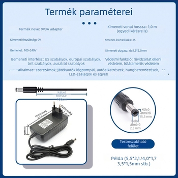 9V 3A tápegysítő hangberendezésekhez | Kai Shuo, Power Adapter sorozat, 27W kapcsoló üzemű tápegység