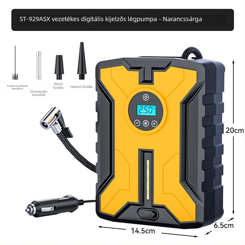 Hordozható autó légpumpa, nagy teljesítményű elektromos guminyomás-inflátor, multifunkciós pumpa manométerrel