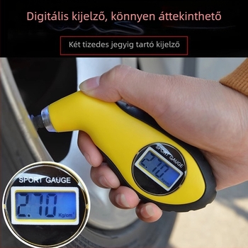 Hexuan digitális autógumi nyomásmérő LCD kijelzővel, több mértékegységet támogat, műanyag ház