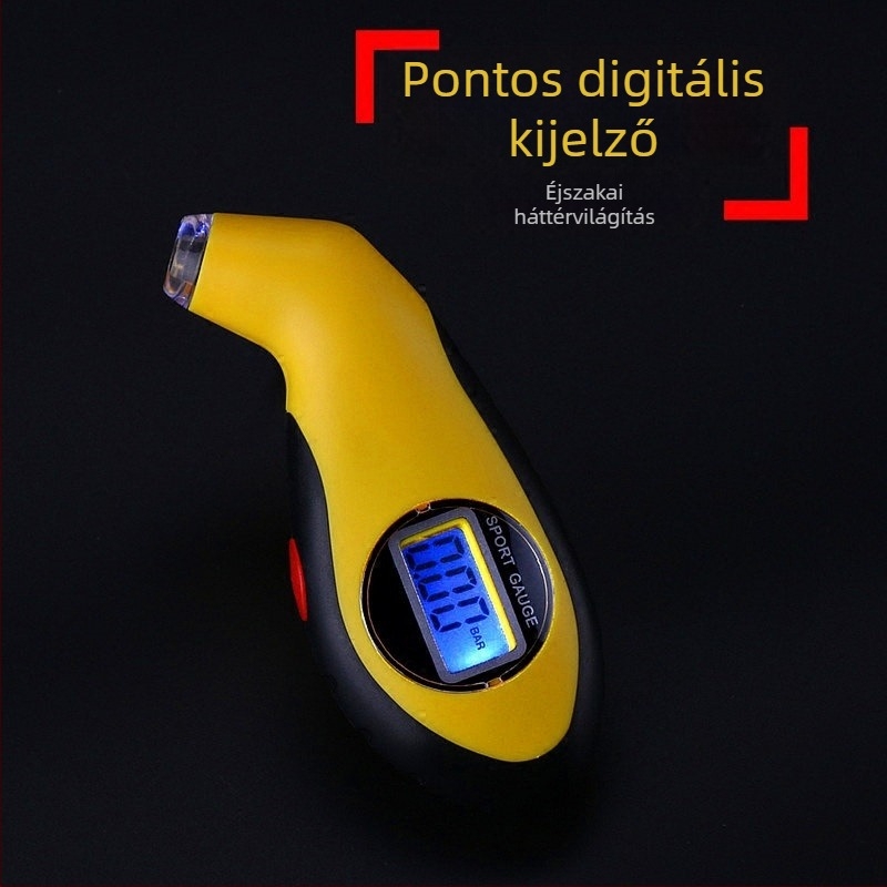 Hexuan digitális autógumi nyomásmérő LCD kijelzővel, több mértékegységet támogat, műanyag ház