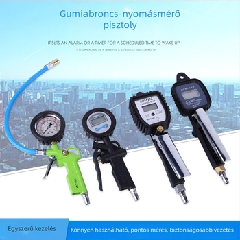Digitális guminyomásmérő barométerrel, 0–60 psi