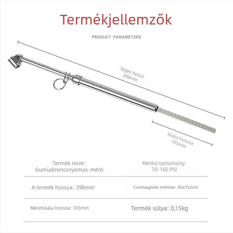 Gumiabroncsnyomás-mérő (Márka: Musen Hall; Súly: 0.15 kg)