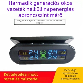 T10 Gumiabroncsnyomás-monitor beépített és külső szenzorral, univerzális autókhoz, vezeték nélküli napelemes nyomásmérő