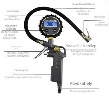 Kaifeng autó karbantartáshoz tervezett gumiabroncsnyomás-mérő digitális kijelzővel, 0-150 PSI tartomány, pontosság 1.6, alumíniumötvözet test