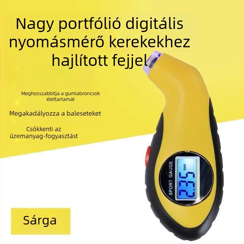 Digitális guminyomásmérő a1003 – Town Head, PP ház, digitális kijelző, háttérvilágítás
