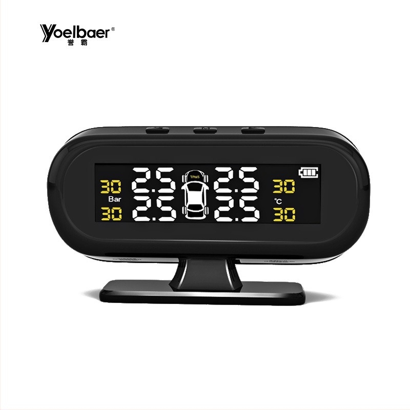 Beépített keréknyomás-érzékelő – modell YB-Q0252, LCD kijelző Bar/Psi egységekkel, vezeték nélküli hatótáv akár 8 m, pontosság ±0.1 Bar