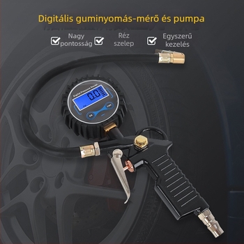 NF Gumiabroncsnyomás-ellenőrző pisztoly digitális kijelzővel, többfunkciós mérő és fújópisztoly