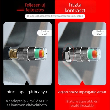 Autó gumiabroncs nyomásérzékelő sapkával és nyomásmérővel