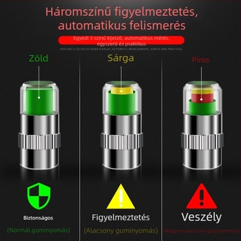 Autó gumiabroncs nyomásérzékelő sapkával és nyomásmérővel