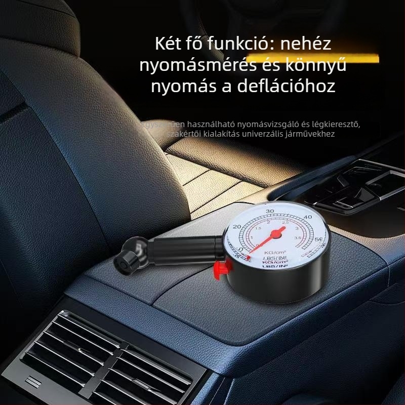 Gumiabroncsnyomás-mérő műanyag házban, digitális kijelző, 50 PSI-ig mér, mini elem, általános pontosság