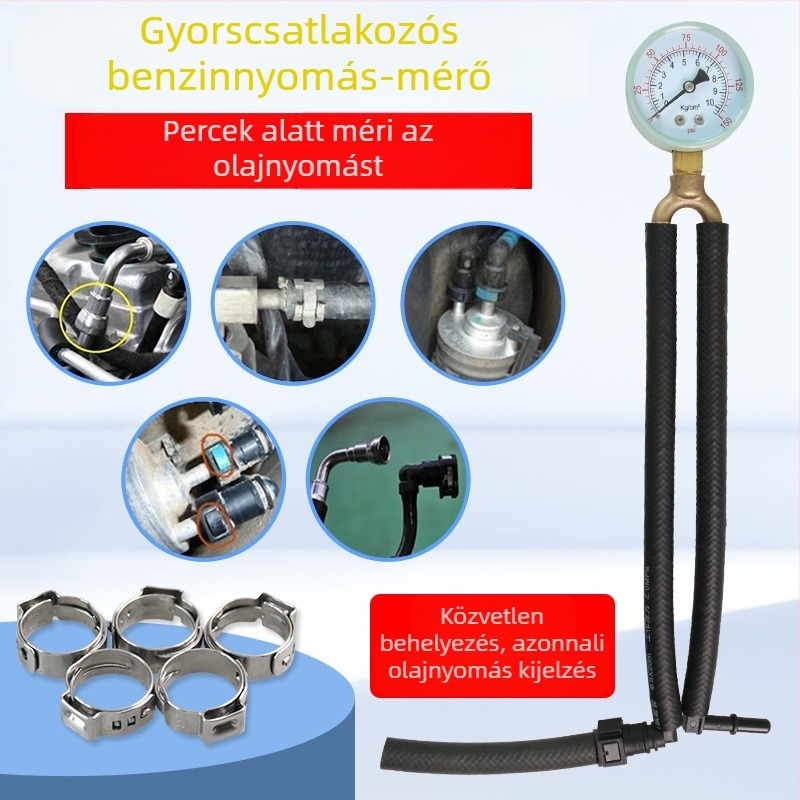 Személyautó üzemanyag- és olajnyomásmérő gyorscsatlakozóval
