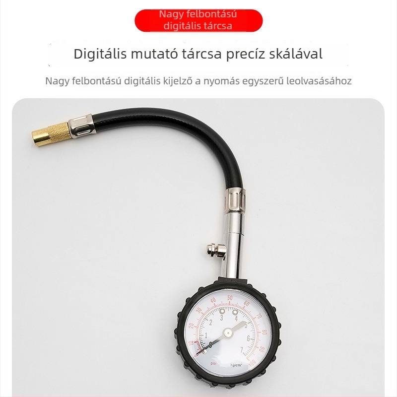 Autók számára hosszú csővel ellátott, magas precizitású guminyomás-mérő felfújás és deflációs funkciókkal