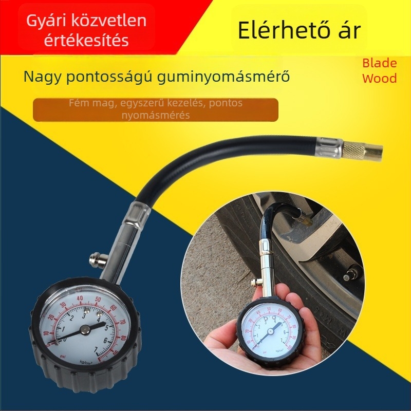Autók számára hosszú csővel ellátott, magas precizitású guminyomás-mérő felfújás és deflációs funkciókkal
