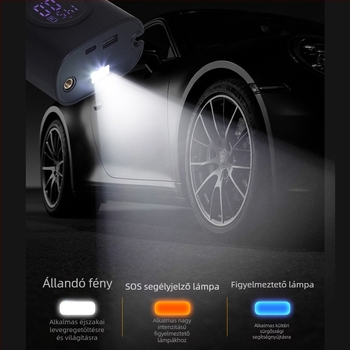 Hordozható intelligens légpumpa digitaális kijelzővel autókhoz és elektromos járművekhez