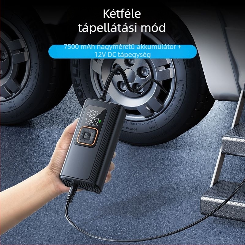 Vezeték nélküli autó légpumpa, dupla 19-hengeres, hordozható 130W inflátor, 7500mAh Type-C töltéssel, 40 L/perc, autókhoz, motorkerékpárokhoz, elektromos járművekhez, kerékpárokhoz, digitális kijelzővel