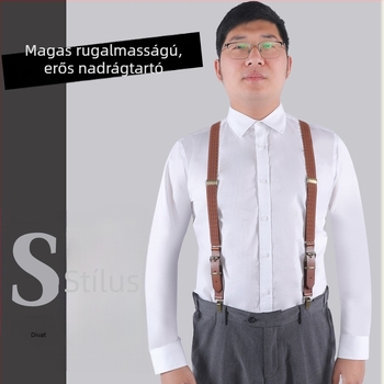 Valódi bőr vállpántok, X-Back, 3 csattal, rögzített hosszúság, uniszex